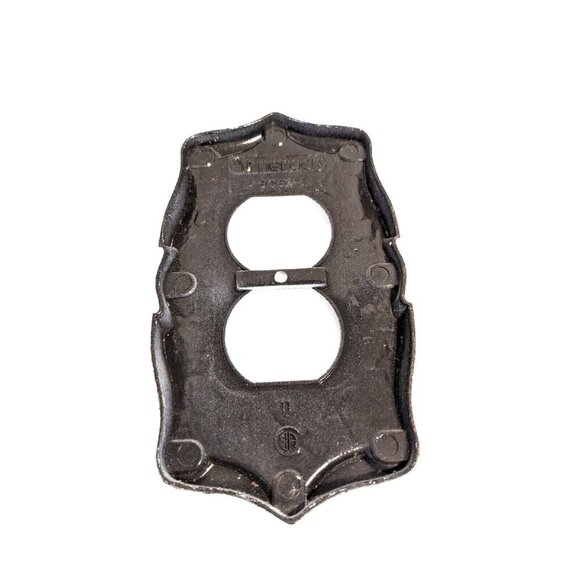 Vintage Amerock Carriage House Outlet Cover Wall Plate Brass Double White - Picture 2 of 2